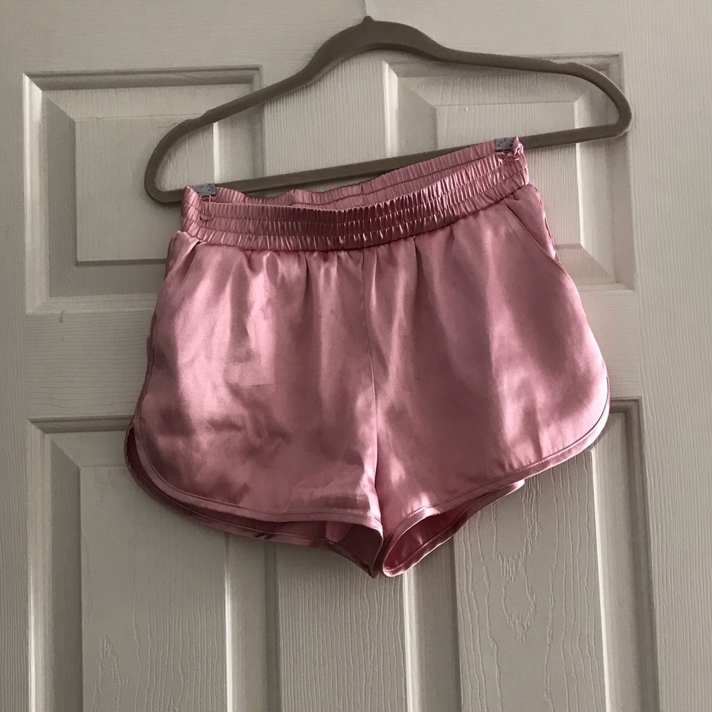 Pink satin shorts